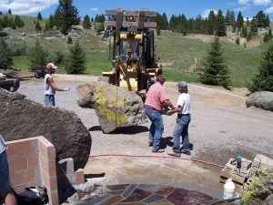 Montana Landscape Construction - fire pit and boulders