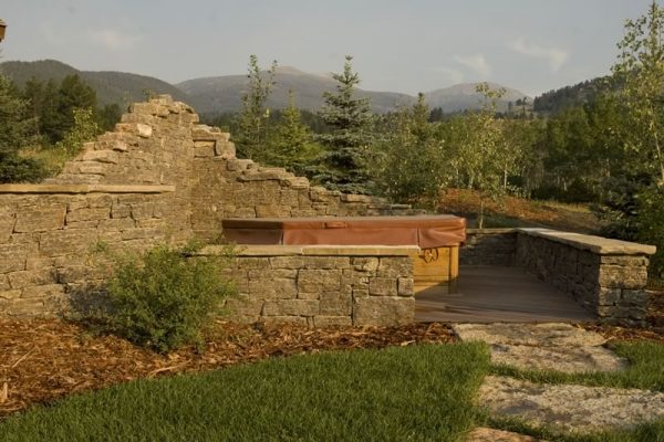 Southwest Montana Hardscape - stone hot tub patio